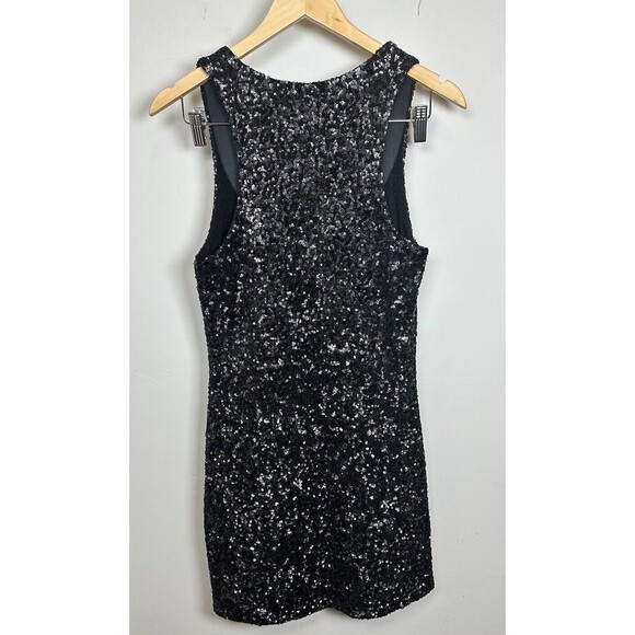 Alice and Olivia Scoop Black Sequin Dress Bodycon Short - Picture 4 of 4